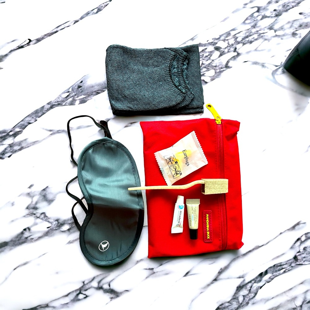 Red Turkish Airlines travel/ toiletries bag. Comes with accessories in photo.
